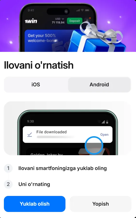 iOS uchun 1Win yuklab olish (iPhone, iPad)