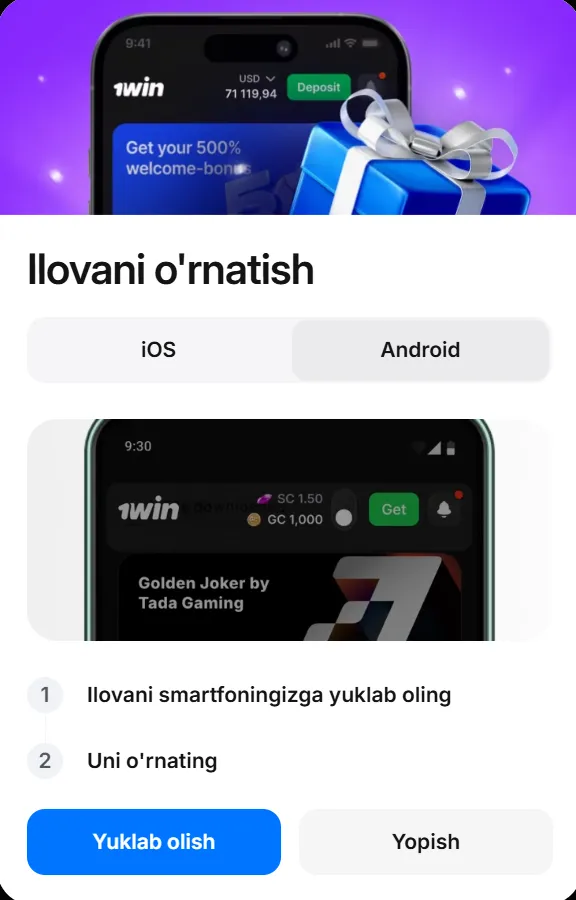 Android uchun 1Win APK yuklab olish
