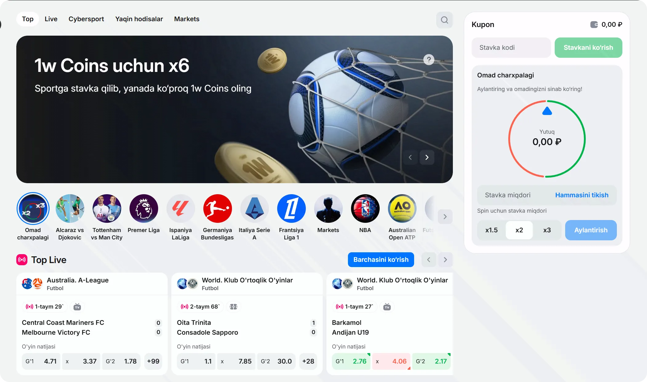 1Win sport tikishlar - futbol, tennis, basketbol live stavkalar