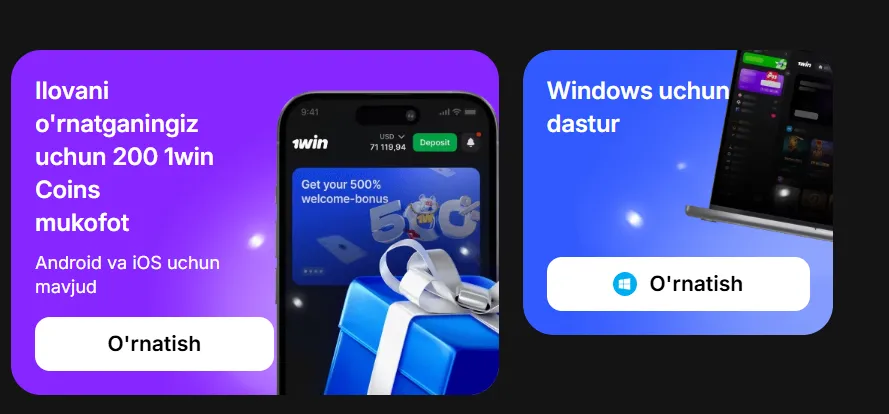 1Win ilovasini yuklab olish - Android va iOS uchun